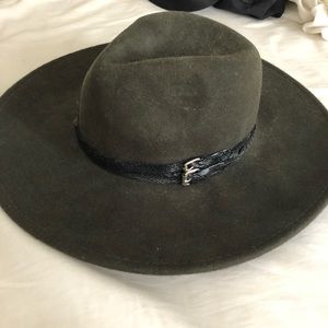 Free People Olive Green Wide Brim Hat